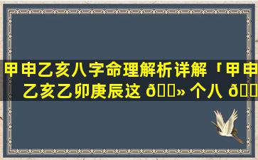 甲申乙亥八字命理解析详解「甲申乙亥乙卯庚辰这 🌻 个八 🌸 字的男孩会读书吗」